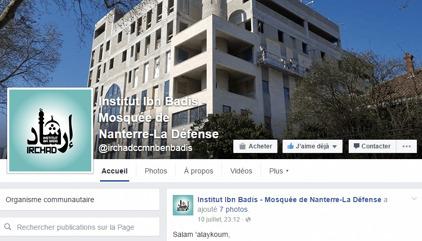 Facebook de la mosquée de Nanterre La Défense