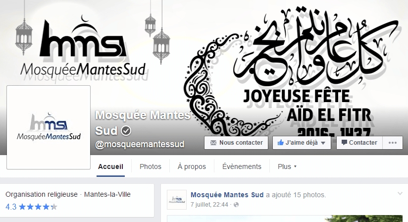Facebook de la mosquée de Mantes-la-Ville