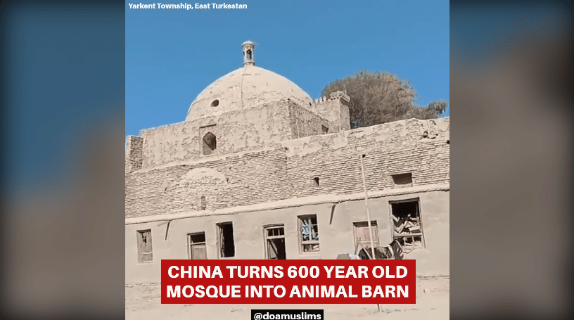 une mosquée en Chine transformée en étable
